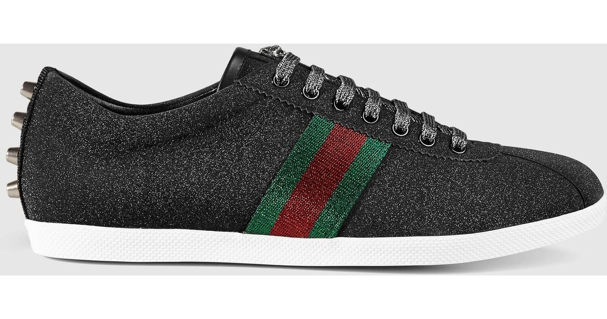 Black gucci glitter sneakers on sale